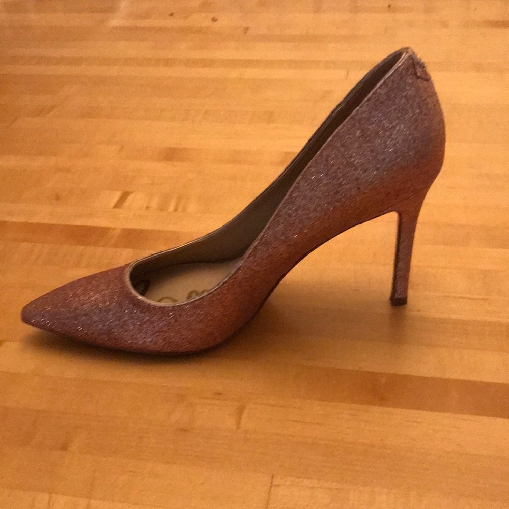 Sam Edelman Rose Gold Glitter Pointed Toe Pumps